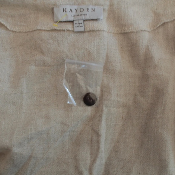 NWT Beige Linen Hayden LA Coconut Button Front Dress - Picture 5 of 5